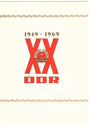 DDR - Gedenkblatt,  20 Jahre DDR, A4-1969 a
