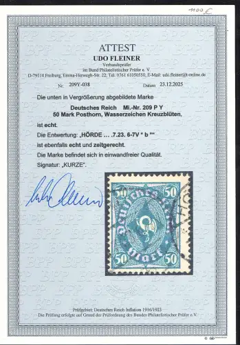 DR. Mi.-Nr. 209 Y gestempelt, FA. FleinerBPP.