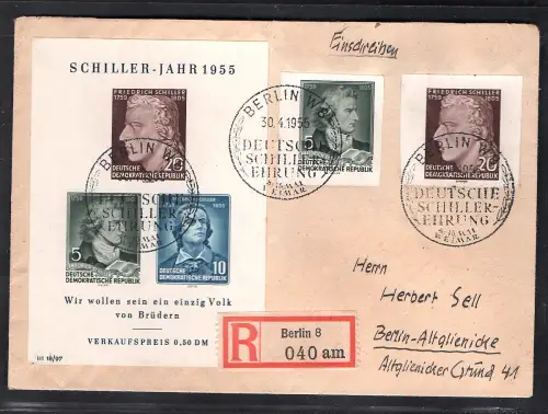 DDR. FDC. Mi.-Nr. Block 12 u.a. als R.-Ortsbrief gelaufen mit Ak.-St.