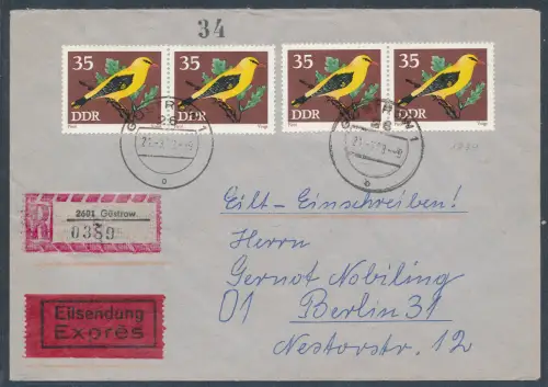 DDR. Me.F. Mi.-Nr. 1839 als R.-Eilbote-Fernbrief gelaufen.