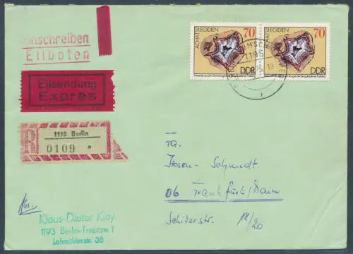 DDR. Me.F. Mi.-Nr. 2011 als R.-Eilbote-Fernbrief gelaufen.