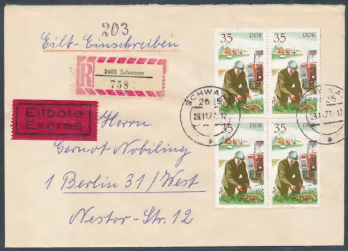 DDR. Me.F. Mi.-Nr. 2274 als R.-Eilbote-Fernbrief gelaufen.