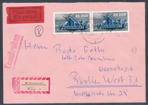 DDR. Me.F. Mi.-Nr. 2656 als R.-Eilbote-Fernbrief gelaufen.