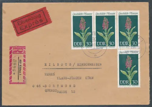 DDR. Me.F. Mi.-Nr. 1461 als R.-Eilbote-Fernbrief gelaufen.