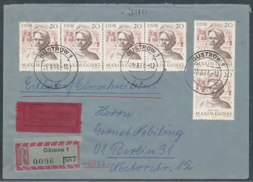 DDR. Me.F. Mi.-Nr. 1351 als R.-Eilbote-Fernbrief gelaufen.