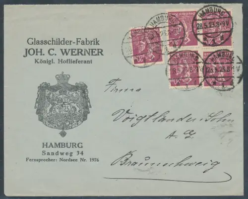 DR. Reklamebrief  Glasschilder-FabrikJoh. C. Werner Hamburg.