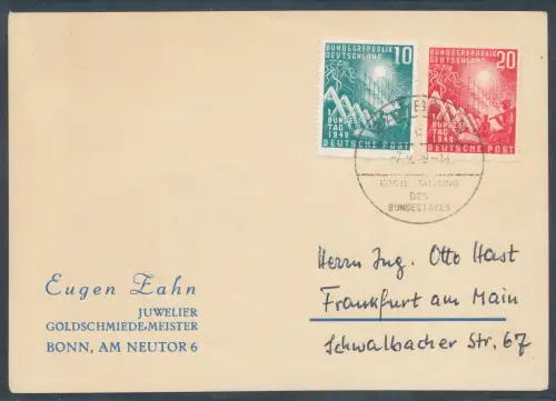 Bund. FDC. Mi.-Nr. 111-112 als Fernkarte gelaufen.