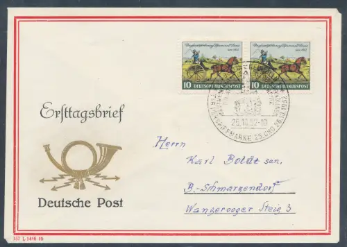 Bund. FDC. Mi.-Nr. 160 als Fernbrief gelaufen.