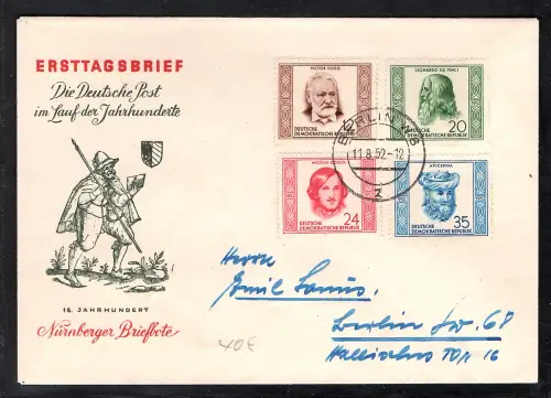 DDR., FDC. Mi.-Nr. 311-314 als Ortsbrief gelaufen.
