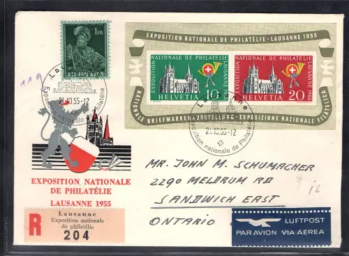 Schweiz Mi.-Nr. Block 15 u.a. auf R.-Fernbrief gelaufen.