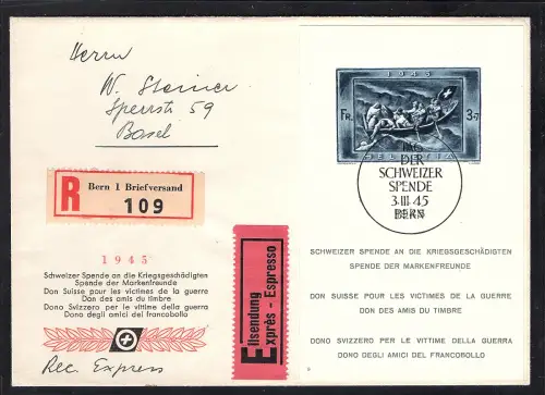 Schweiz Mi.-Nr. Block 11  auf Eilbote-R.-Fernbrief gelaufen mit Ak.-St.
