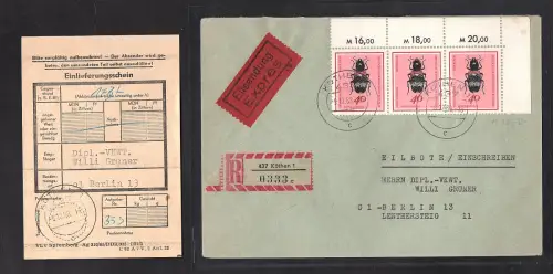 DDR. Me.F. Mi.-Nr. 1416 auf R.-Eilbote-Fernbrief mit Ak.-St.