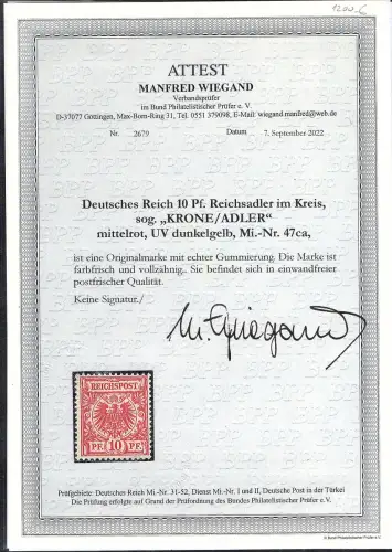 DR., Mi.-Nr.  47 ca postfrisch, FA. WiegandBPP.