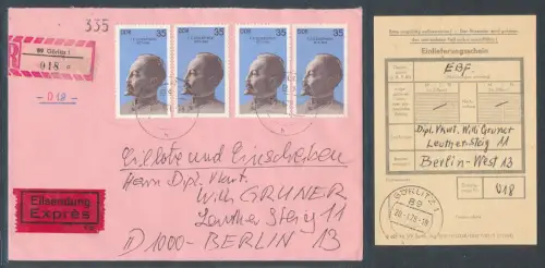 DDR. Me.F. Mi.-Nr. 2253 auf R.-Eilbote-Fernbrief mit Ak.-St.