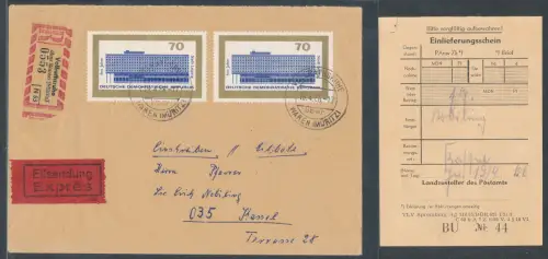 DDR. Me.F. Mi.-Nr. 1129 auf R.-Eilbote-Fernbrief mit Ak.-St.