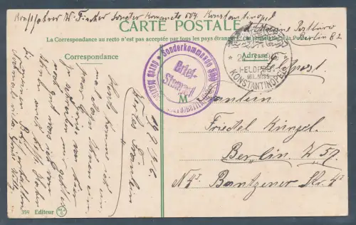 Dt. Post in der Türkei, Militär-Mission/Feldpost Karte aus Konstantinopel.