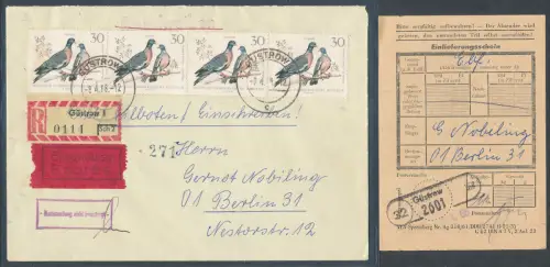 DDR. Me.F. Mi.-Nr. 1361 als R.-Eilbote Fernbrief gelaufen mit Ak.-St.