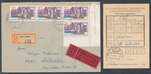 DDR. Me.F. Mi.-Nr. 1488 als R.-Eilbote Fernbrief gelaufen mit Ak.-St.