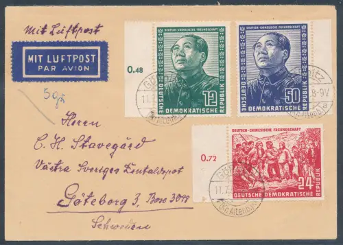 DDR.  Mi.-Nr. 286-288 mit SR. als Luftpost-Auslandbrief gelaufen.