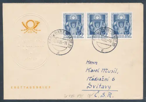 DDR. FDC. Mi.-Nr. 484 u.a. als Auslandbrief gelaufen.