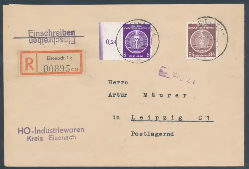 DDR. Dienst-Brief mit  Me.F. Mi.-Nr. 25 als R.-Fernbrief gelaufen.