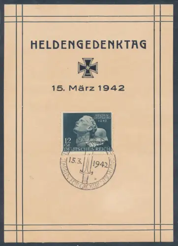 DR. Gedenkkarte zur Heldengedenktag mit Mi.-Nr. 812