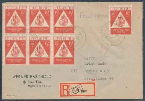 SBZ. All. Ausgaben Me.F. Mi.-Nr.238 auf R.-Fernbbrief mit Ak.-St.