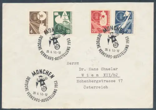 Bund FDC. Mi.-Nr. 167-170 auf Auslandbrief, zensiert.