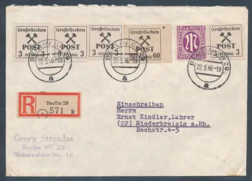 Lokalausgabe Großrächen + AM.-Post als R.-Fernbrief gelaufen mit Ak.-St. 