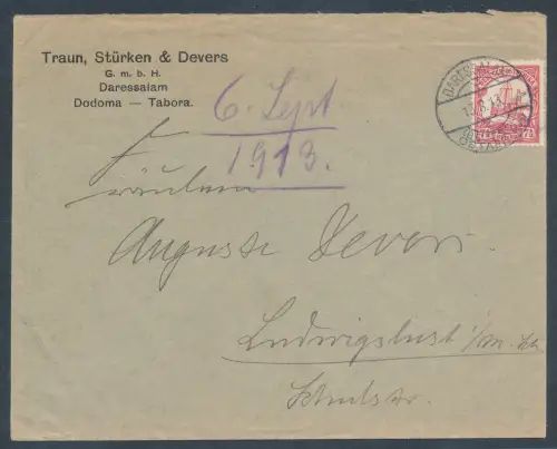 DOA. Firmenbrief mit EF. Mi.-Nr. 32 nach Deutschland.