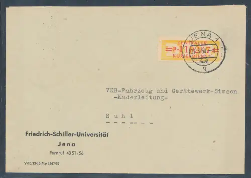 DDR.ZKD-Brief, EF. Mi.-Nr.  Dienst-B  17 P
