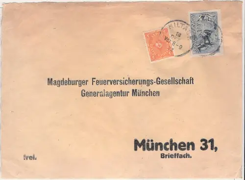 DR, Mi.-Nr. 176 a I + 205 auf Fernbrief Fa. Tworek.