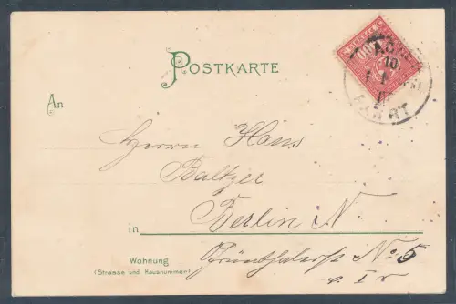 Privatpost Berliner Packetfahrt EF. Mi.-Nr. 75 auf Neujahrkarte.