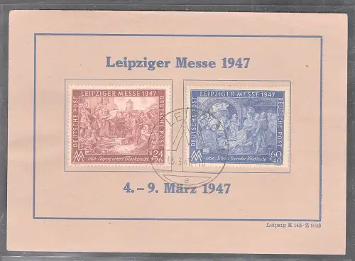 Ereigniskarte Leipziger Messe 1947 mit Mi.-Nr. 941-942. 
