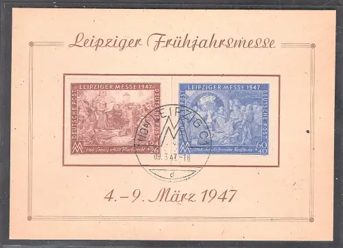 Ereigniskarte Leipziger Messe 1947 mit Mi.-Nr. 941-942. 