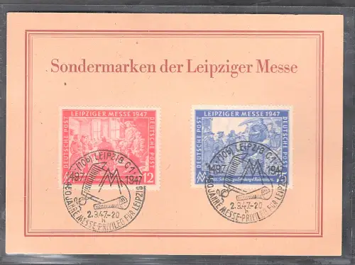 Ereigniskarte Leipziger Messe 1947 mit Mi.-Nr. 965-966/FDC.