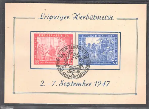 Ereigniskarte Leipziger Messe 1947 mit Mi.-Nr. 965-966