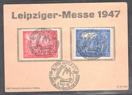 Ereigniskarte Leipziger Messe 1947 mit Mi.-Nr. 965-966