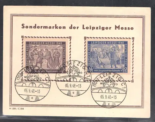 SBZ. Ereigniskarte Leipziger Messe 1948 mit Mi.-Nr. 198-199