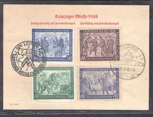 Ereigniskarte Leipziger Messe 1948 mit Mi.-Nr. 198-199 + 967-968.