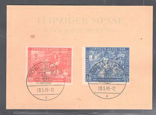 SBZ. Ereigniskarte Leipziger Messe 1949 mit Mi.-Nr. 230-231