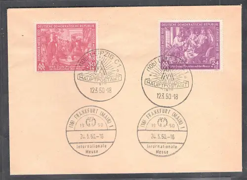 DDR. Leipziger Messe/Frankfurter Messe 1950 mit Mi.-Nr. 248-249 auf Brief.