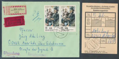 DDR. Me.F. Mi.-Nr. 2005 auf R.-Eilbote-Fernbrief mit Ak.-St.