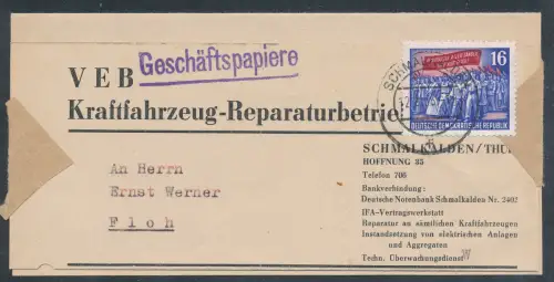 DDR. EF. Mi.-Nr. 347 auf Geschäftspapier.