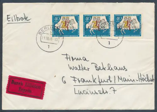 Berlin Me.F. Mi.-Nr. 269 als Eilbote-Fernbrief mit Propaganda-Vignette gelaufen.