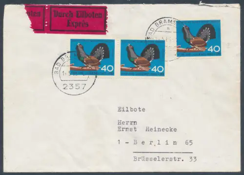 Berlin Me.F. Mi.-Nr. 253 als Eilbote-Fernbrief mit Propaganda-Vignette gelaufen.