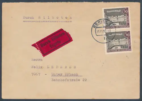 Berlin Me.F. Mi.-Nr. 224 als Eilbote-Fernbrief mit Propaganda-Vignette gelaufen.