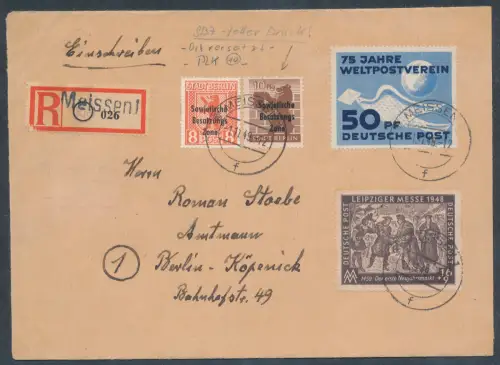DDR./SBZ. R.-FErnbrief mit M.-Nr. 242 u.a. mit Ak.-St.