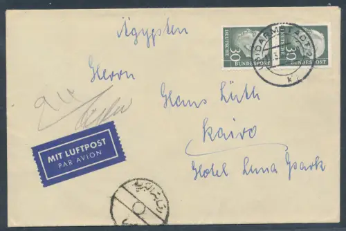 Bund. Me.F. Mi.-Nr. 259 als Auslandbrief nach Kairo mit Ak.-St.