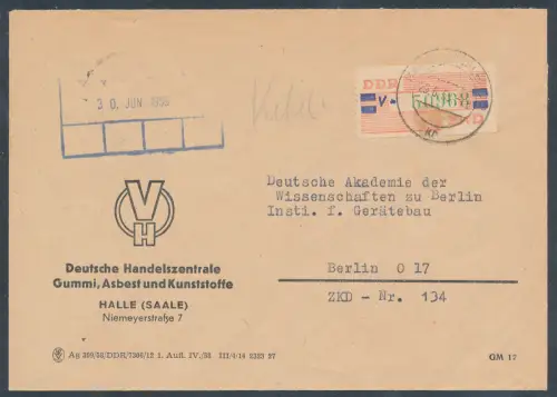 DDR. ZKD-Brief mit  EF. Mi.-Nr. 27 V